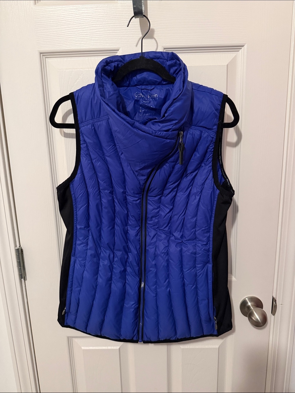 Calvin Klein Blue Quilted Asymmetrical Zip Vest